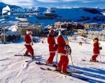 skiing santas